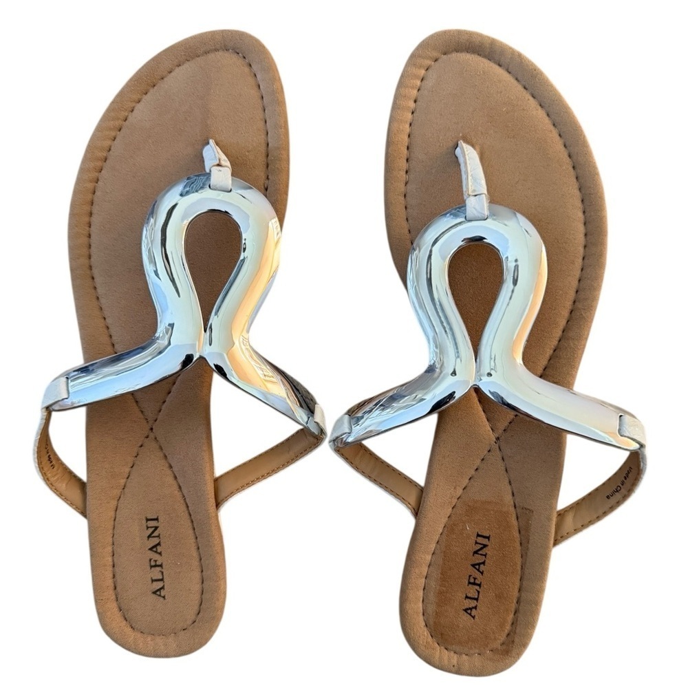 ALFANI Farynn Silver Open Toe Synthetic Wedge Sandal Women 8 M - New In Box NIB